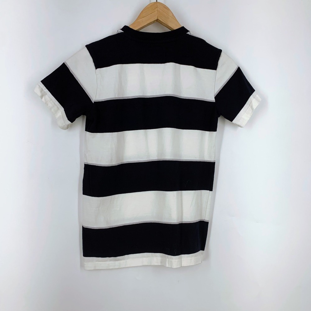 DC Shoes Kids Navy Blue White Striped Short Sleeve Pocket T-Shirt Skate Size 12 - Picture 2 of 12